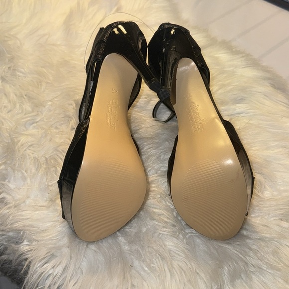 Charles David Size 7.5 GAZETTE Black Glitter Heels Sandals New Womens Shoes NWOT - Picture 4 of 6